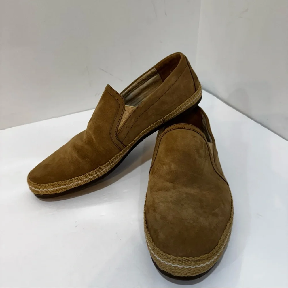 J&M Classic Suede Tan Coastal Espadrille Slip-On Loafers size 8.5